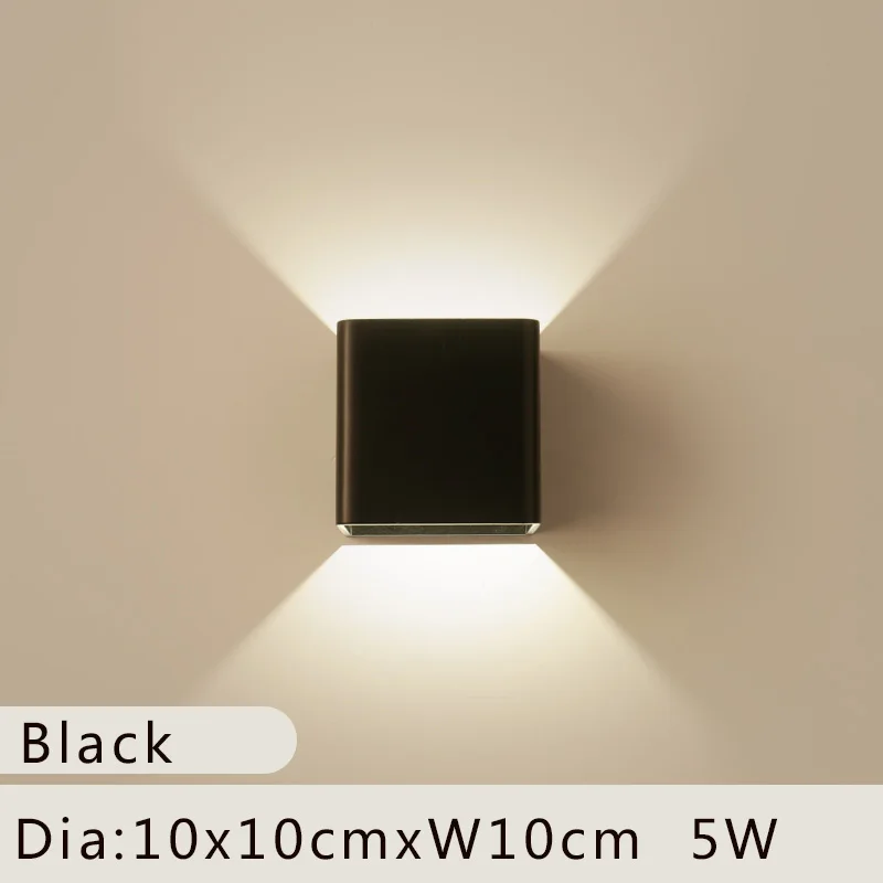 Black 10x10cm Современные светодиодные домашние настенные светильники минималистичный светодиодный настенный светильник для спальни гостиной лестницы Lampara светильник с настенным креплением - Цвет абажура: Black 10x10cm