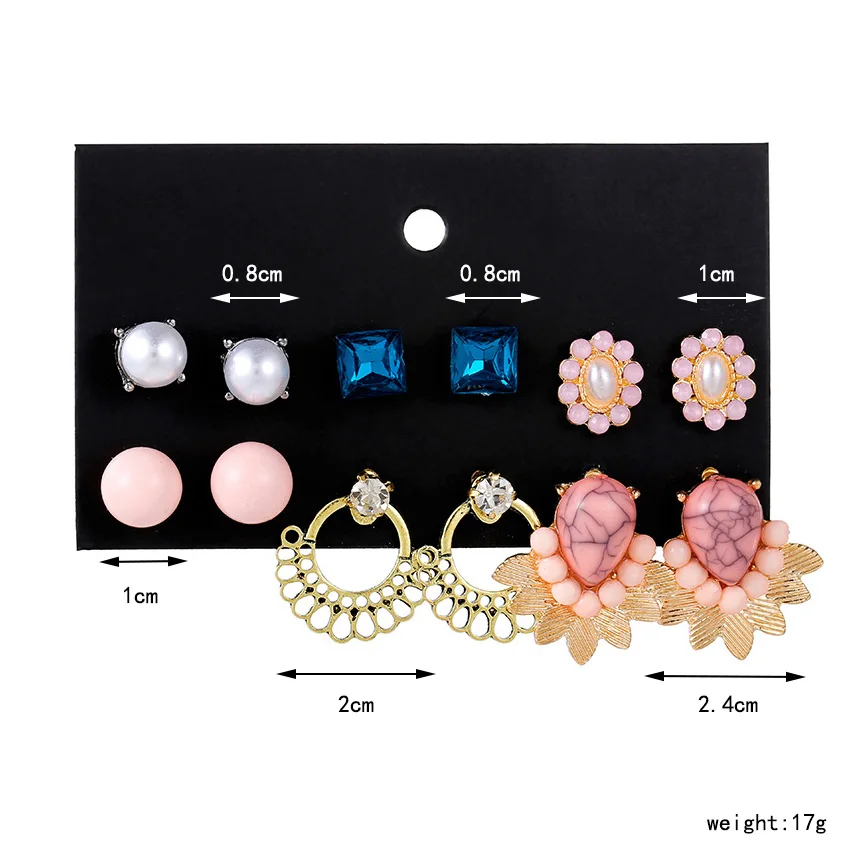 YANG&ampRH 2019 New Simulated Pearl Stone Earrings Sets for Women Korean Stud Set Personality Party Clothing Jewelry | Украшения и