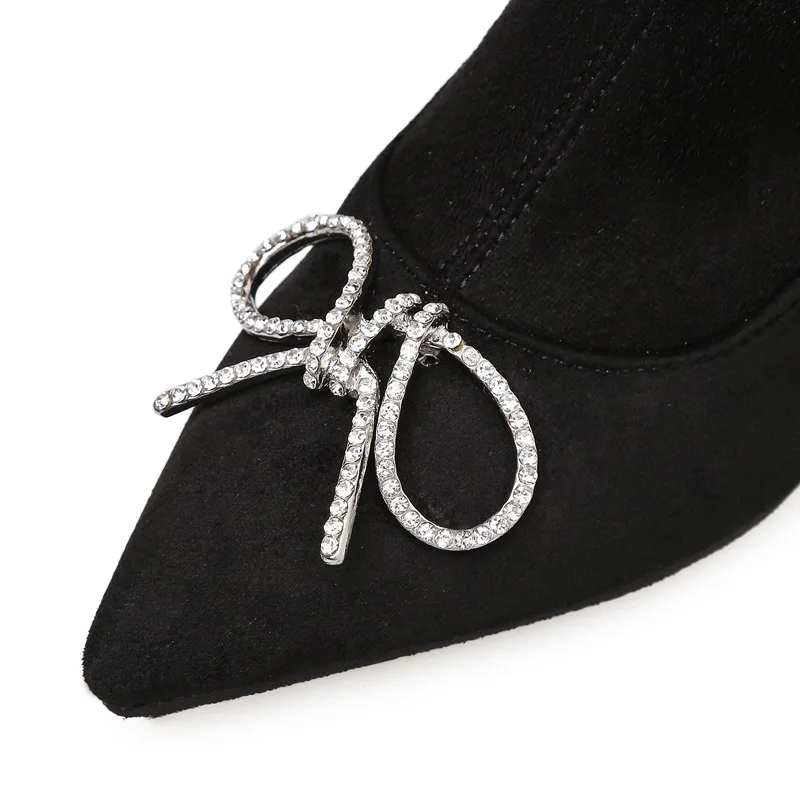 Женские высокие однотонные Сапоги выше колена с острым носком на тонком каблуке