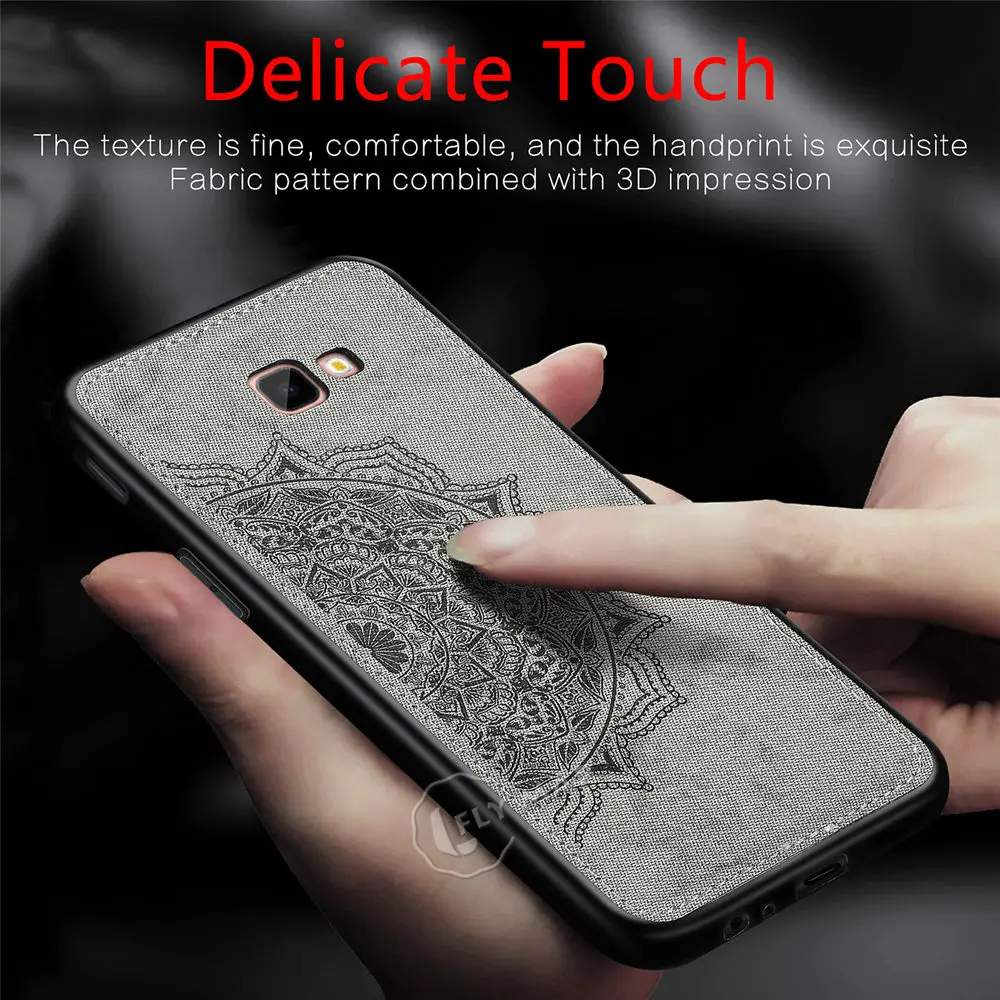 Fabric Canvas Silicon Phone Case for Samsung Galaxy J4 Plus J415F J415FN/DS SM-J415F SM-J415FN/DS Cloth Texture Protective Cover |