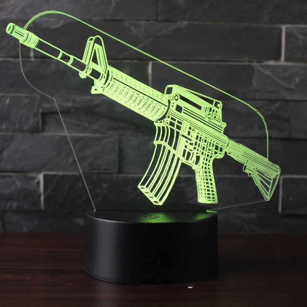Высокое качество в форме пистолета 3D Маленькая настольная лампа светодиодные