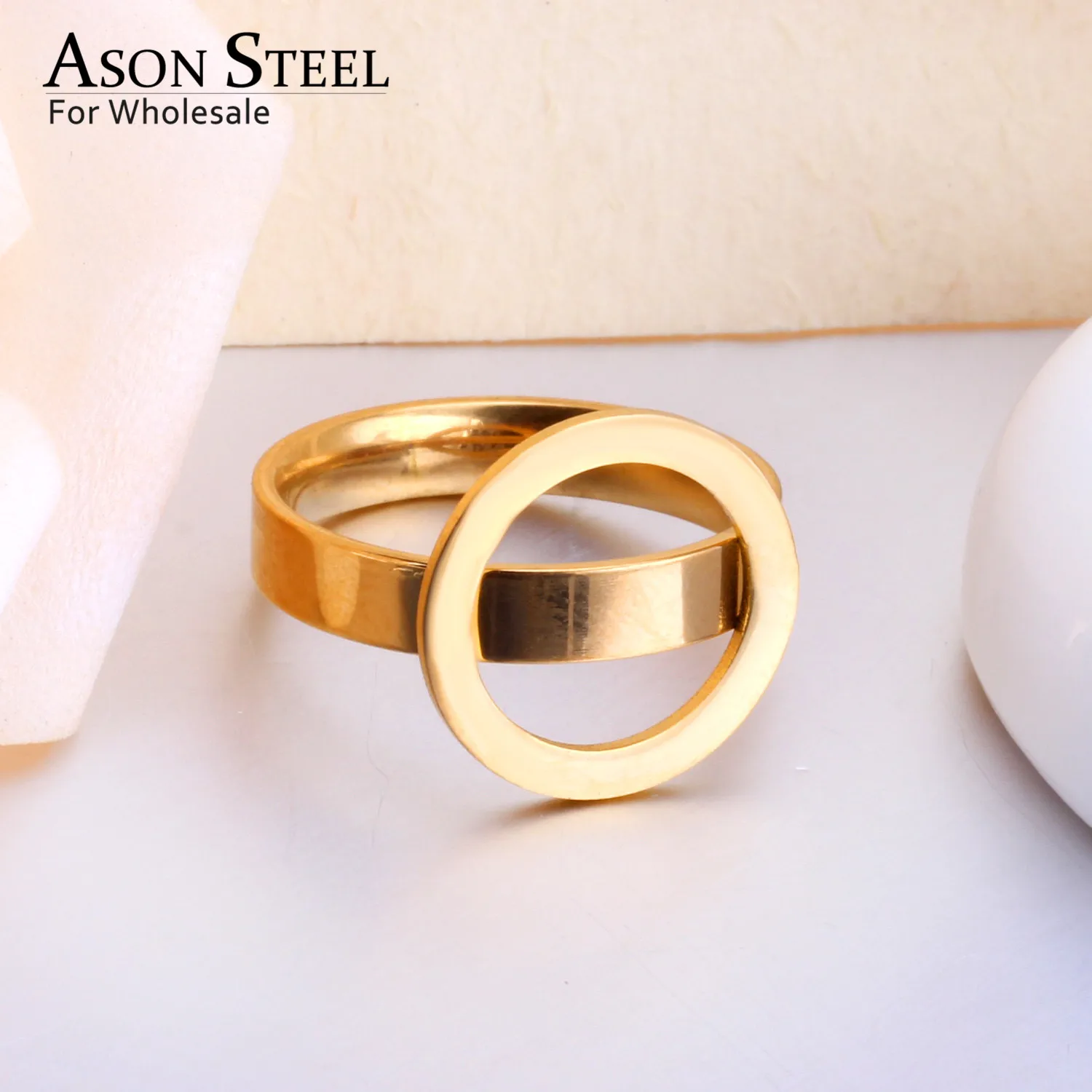 ASON стальное модное ювелирное изделие кольца для мужчин и женщин девушек Золотое
