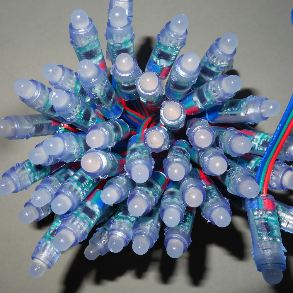 

18AWG провод 100 шт./струна 12 В постоянного тока 12 мм WS2811 адресный RGB светодиодный умный пиксельный узел, со всеми цветными проводами, IP68