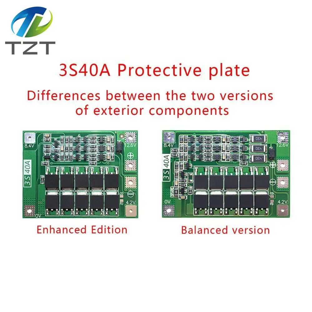 Защитная плата PCB BMS зарядного устройства литий ионной батареи 3S 40A с