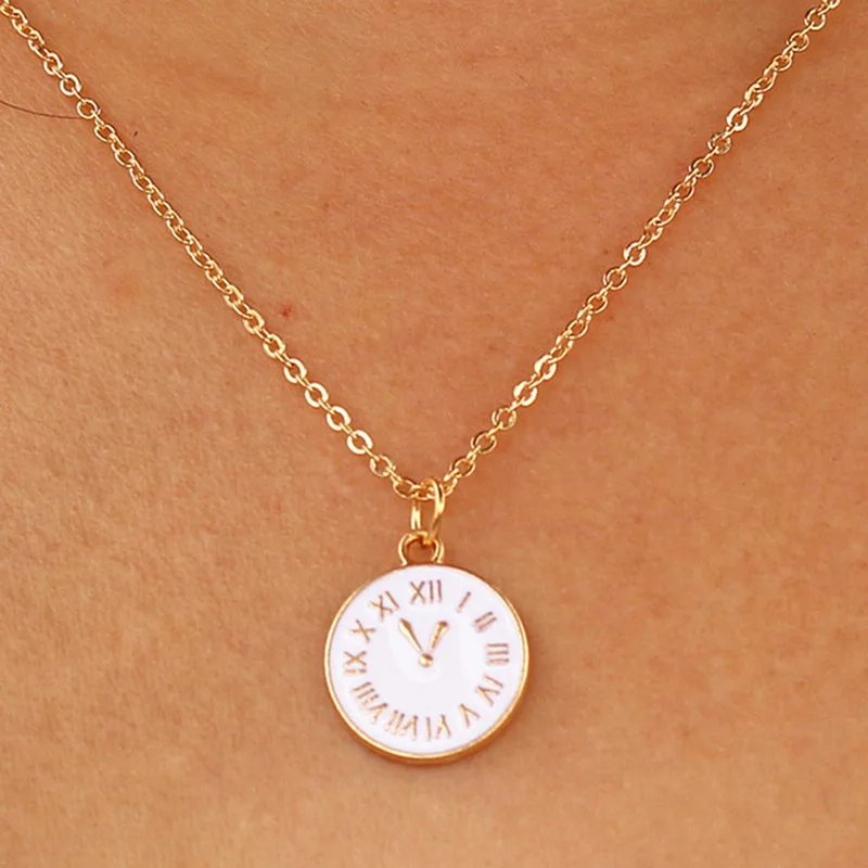 

Fashion Cute Tiny Time Clock Pendant Necklace For Women Gold Chain Choker Necklace Lady Girl Bijoux Jewelry Wedding Gift