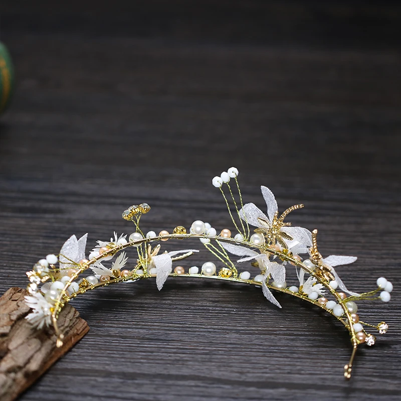 

Pearl and Rhinestone Flower Headband Dragonfly Hair Ornaments