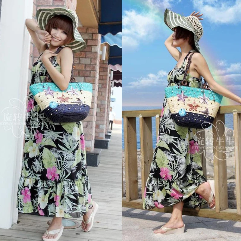 Модная соломенная сумка с Гавайскими морскими звездами Женская пляжная из