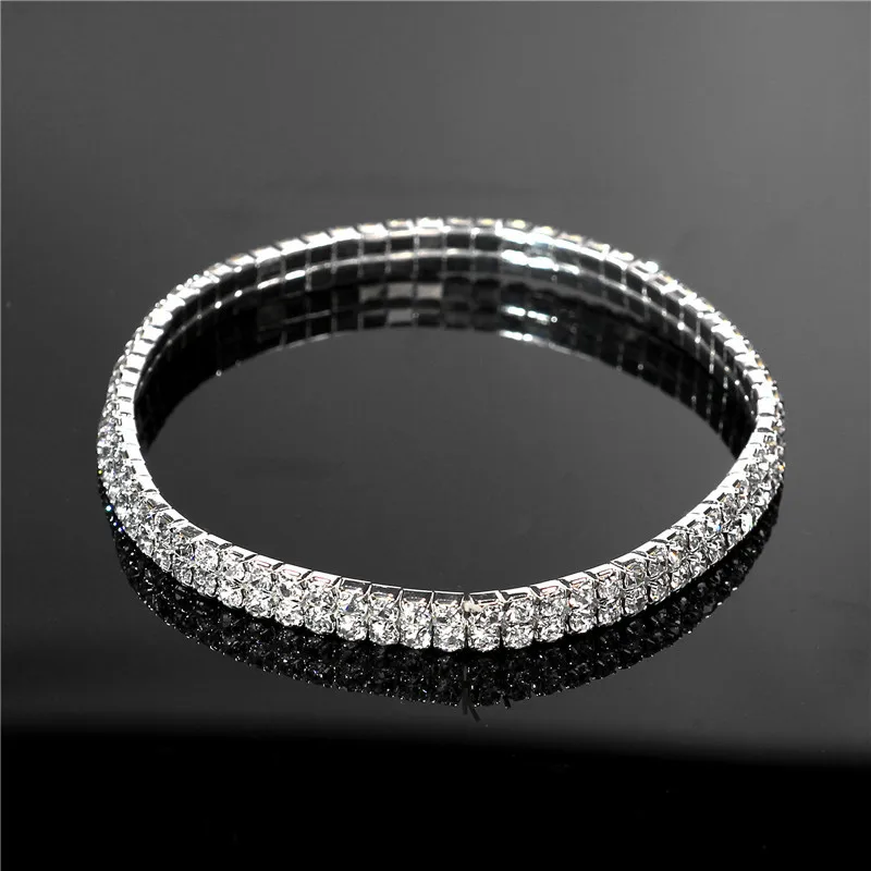 2 row crystal Модные ювелирные изделия для ног, женские браслеты с кристаллами, серебряный цвет, стразы, браслет на ногу, сандалии, пляжные украшения - Окраска металла: 2 row crystal