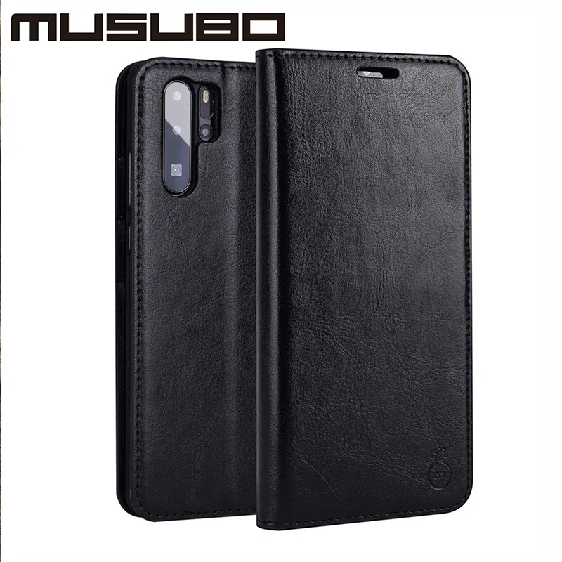 Musubo чехол из натуральной кожи для huawei P30 Pro, Роскошный кошелек, подходящие флип-Чехлы для крышки Fundas для huawei P30, чехол с магнитом - Цвет: Черный