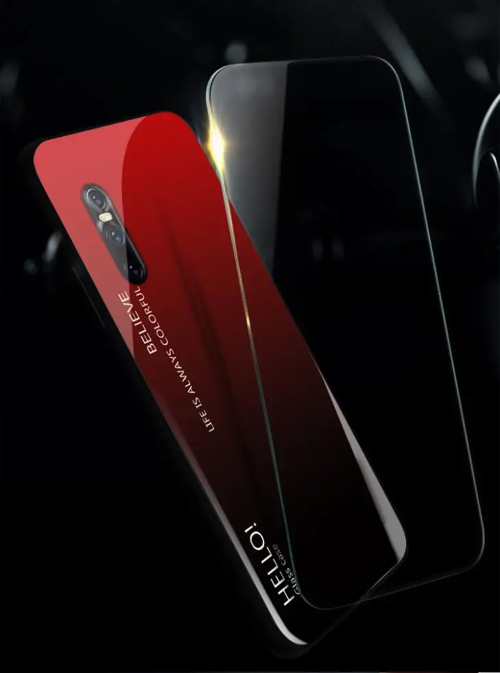 ДЛЯ vivo X27 чехол тонкий мраморный градиентный цвет Закаленное стекло силиконовый