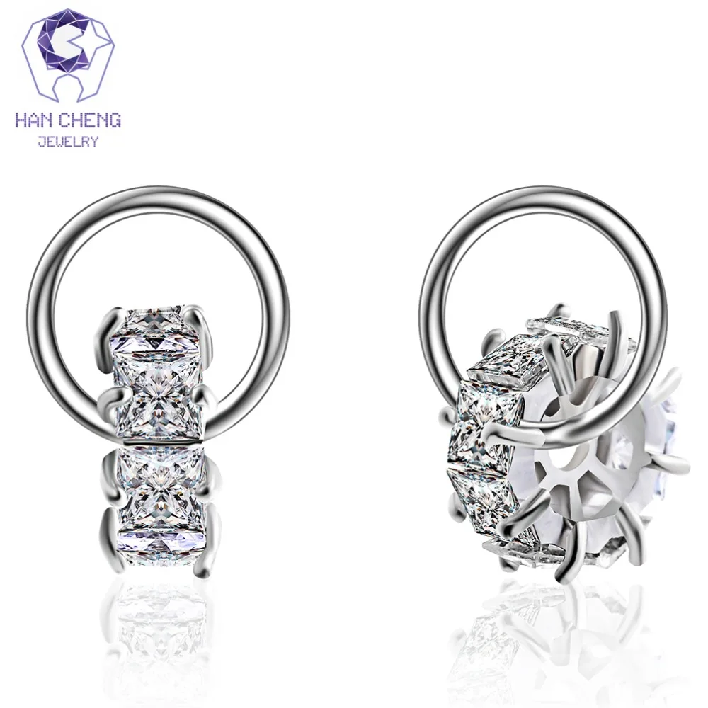 Новые модные очаровательные серьги-гвоздики HanCheng AAA с цирконом и драгоценным