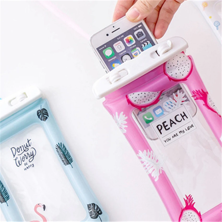 Swimming Bags Waterproof with Luminous Underwater Pouch Carnoon Flamingo Soft TPU For iPhone 6 7 8 Plus X Coque Funda |