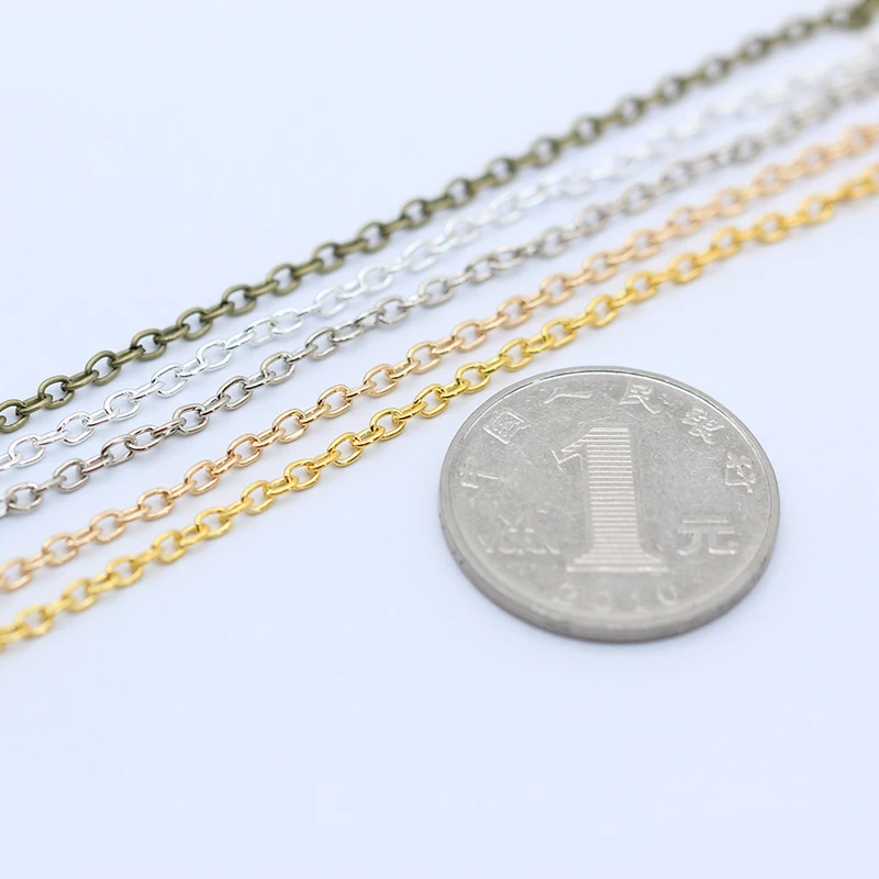 1/10 метров 2x3 мм Овальный цвет золото/серебро/бронза кабель с открытым звеном