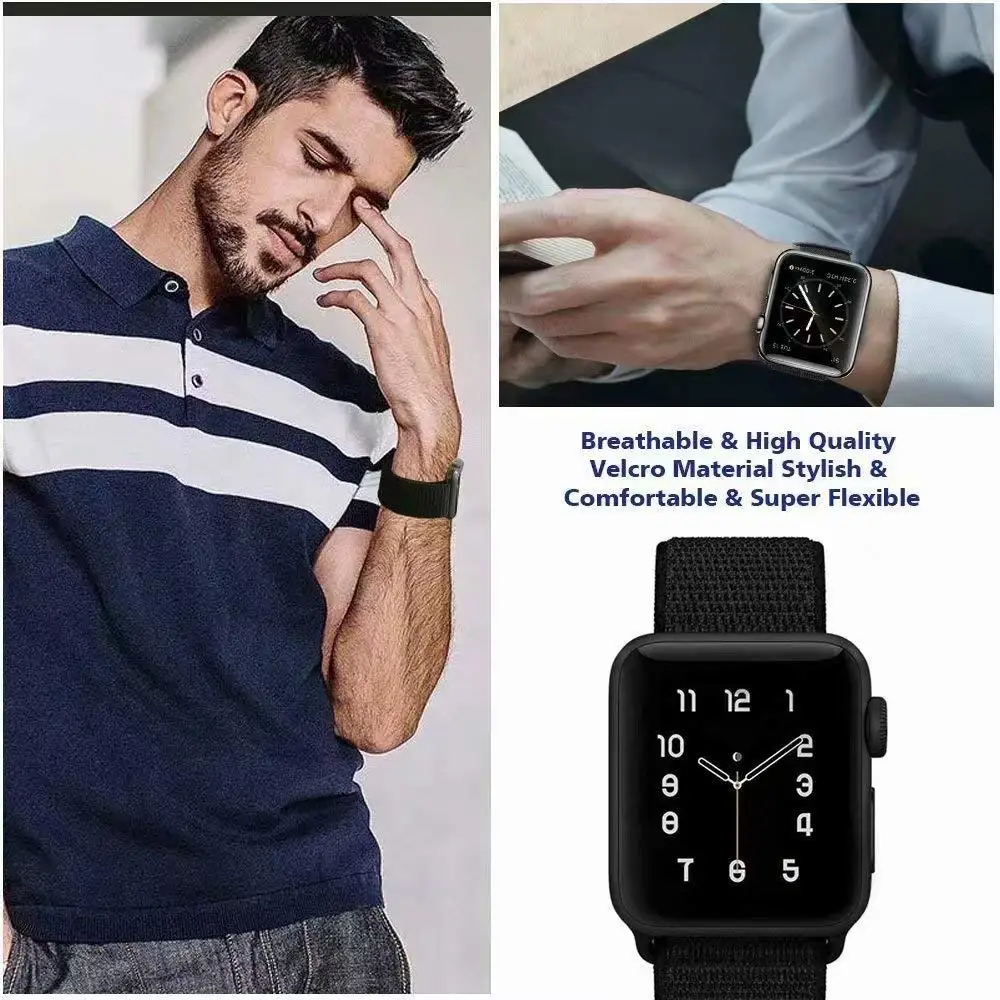 Дышащая повязка для apple Watch Series 4 3/2/1 полосы 38 мм 42 мм нейлоновая мягкая сменная Спортивная петля для iwatch 4 3 2 1 40 мм 44 мм