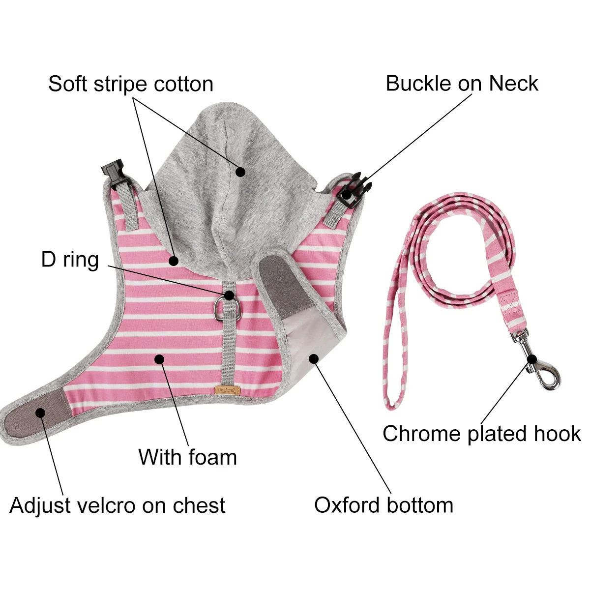 Hoomall поводок маленький Сбруя для собак жилет толстовки с капюшоном полосатые