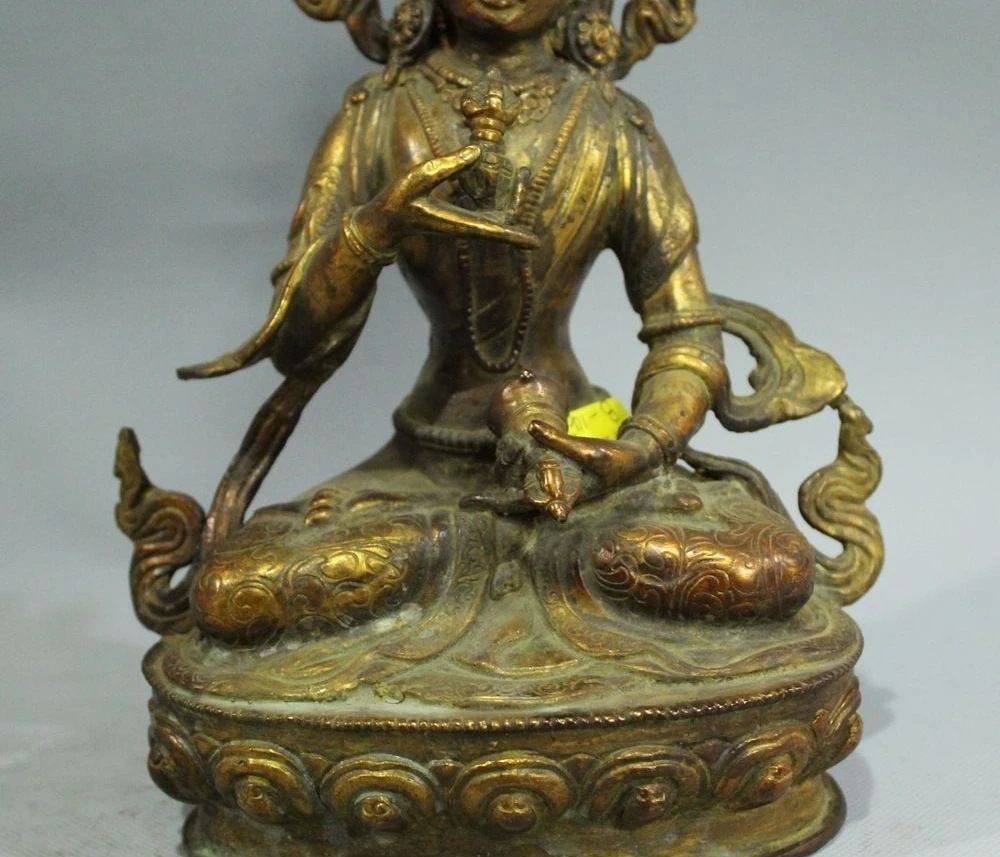 9&quot Tibet Temple Bronze Gold Buddhism Vajra Vajrasattva Vajradhara Buddha Seat | Дом и сад