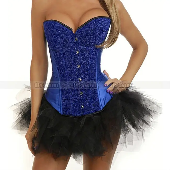 Новинка синий корсет с блестками бюстье сексуальная юбка пачка размеры S M L XL
