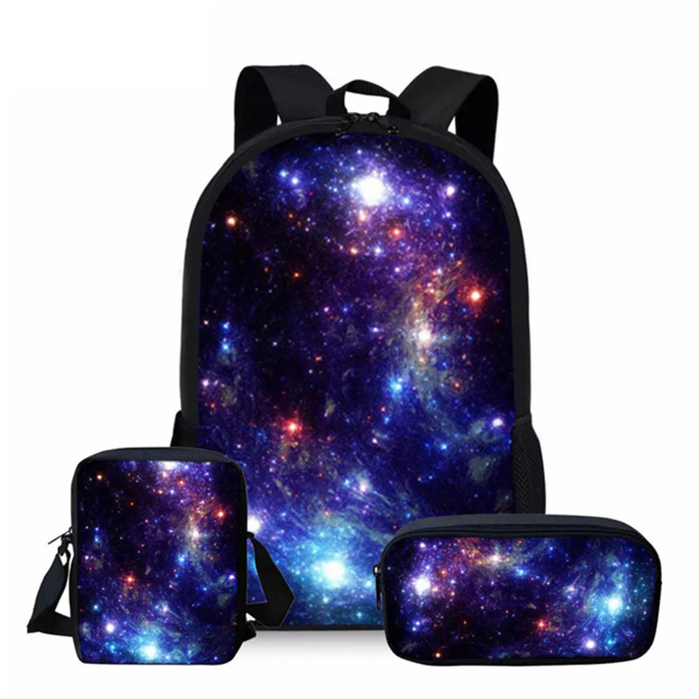 Школьный ранец INSTANTARTS для девочек-подростков, большой разноцветный Детский рюкзак с рисунком Галактики, звезд, космоса, сумка для книг на пл...