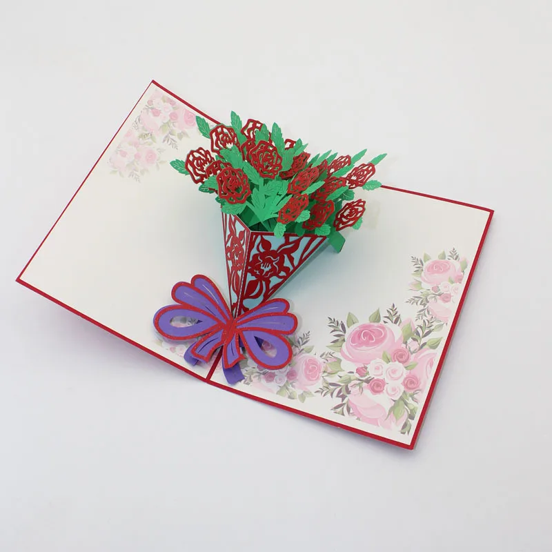 (10 шт./лот) Новое поступление карта на день рождения 3D выдвижная ручная работа