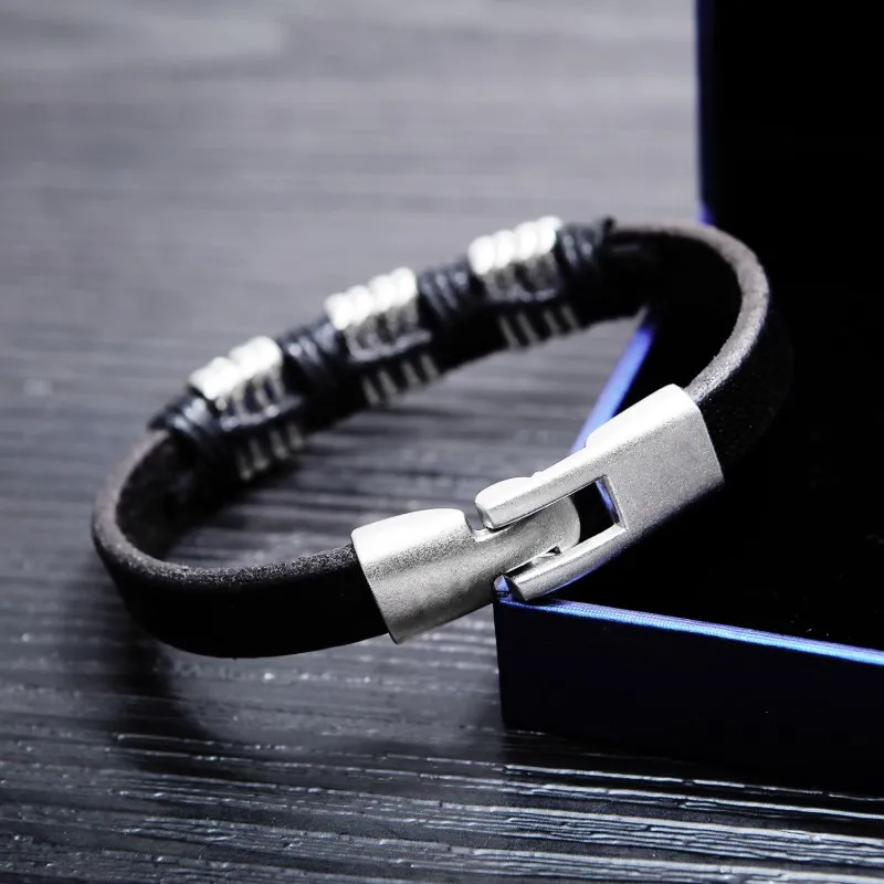 Black Braided Leather Multilayer Wrap Weave Bracelets for Men Stainless Steel Magnetic Clasp Punk Cuff Bangles Jewelry | Украшения и