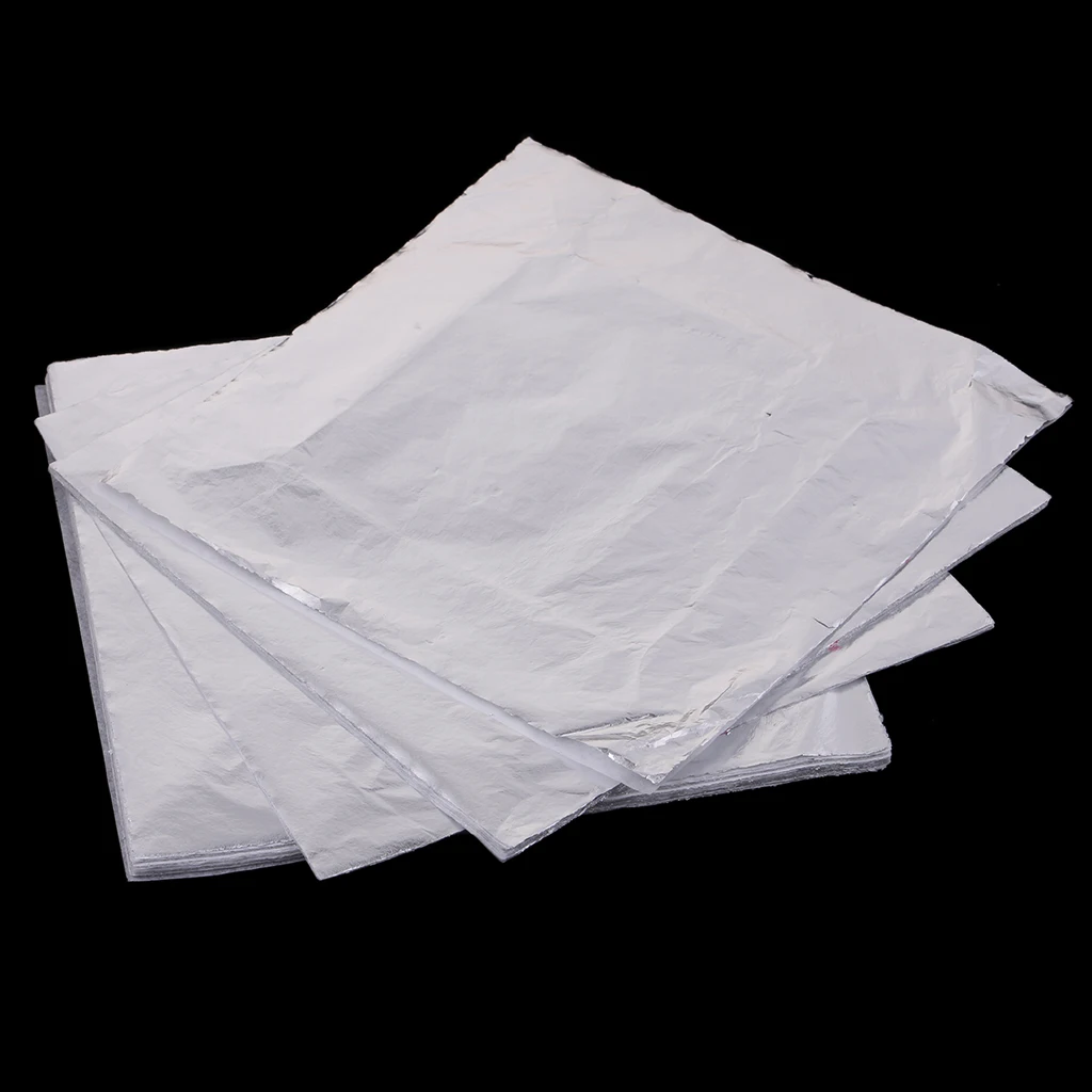 100 листов искусственные Серебряные Листья для искусства позолота ремесла