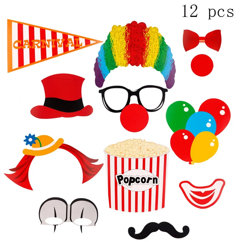 12pcs Circus Photo Свадебные Photobooth реквизит декор прополка Декор вечерние команды, с надписью "Bride to Be" девичник вечерние молодоженов вечерние Photo Booth Декор - Цвет: 12pcs Circus Photo