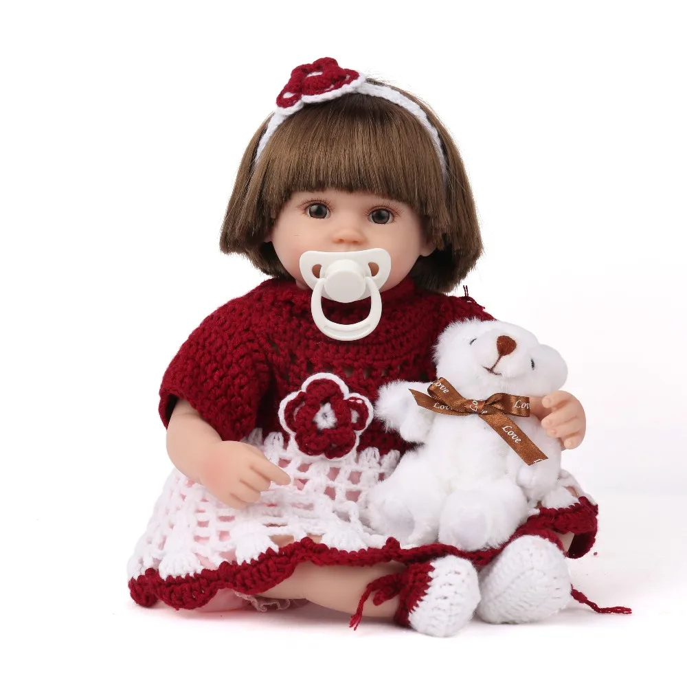 45 см Reborn Baby Doll подарок для девочки Мягкий силикон 16 дюймов красный свитер ткань