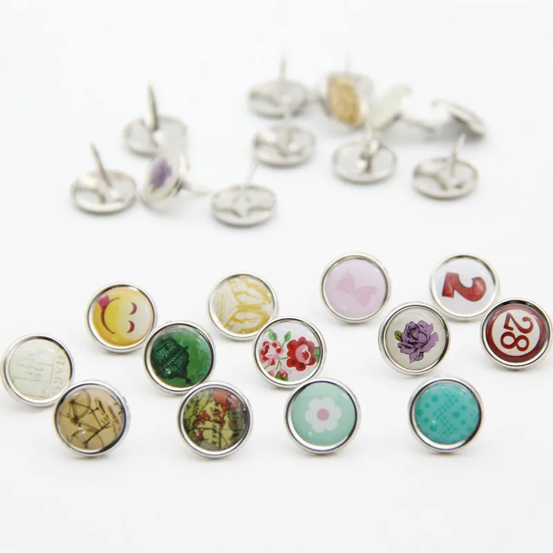 20pcs15mm смешанный узор с круглой металлической Brads DIY Фотоальбом выводов Декор