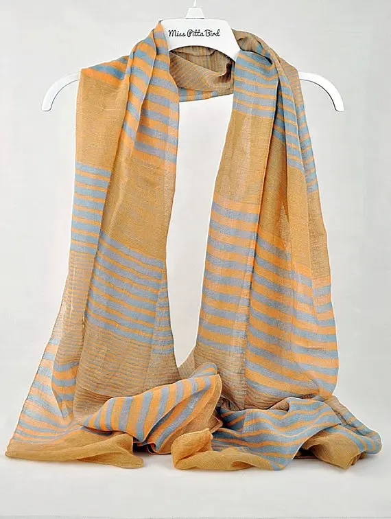 

Wholesale yellow blue Sand Striped Scarf Large Scarves Gifts for holidays