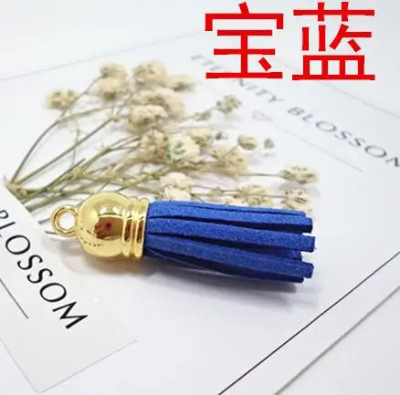royal blue gold 20 шт./партия, 38 мм, замша, кисточки, очаровательные разноцветные, искусственная замша, кожа, кисточка с серебряной крышкой CCB для DIY ювелирных изделий, поставщик - Цвет: royal blue gold