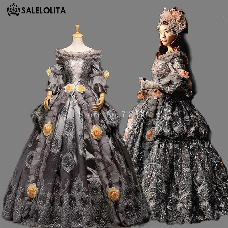 Высококачественное винтажное серое бальное платье 18 века рококо барокко Мария