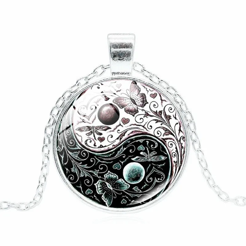 XUSHUI XJ винтажное ювелирное изделие Инь Ян кулон в виде бабочки ожерелье тайцзи