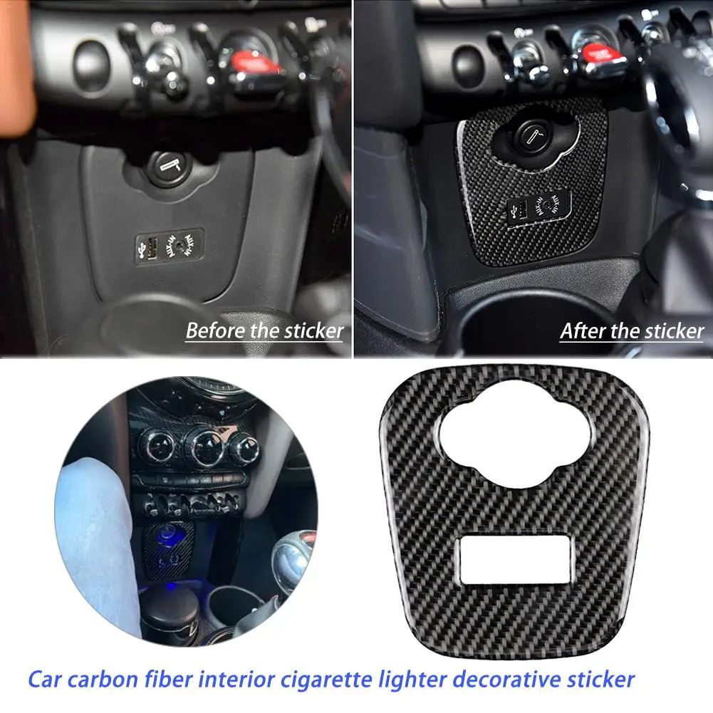 

for Mini Cooper JCW F55 F56 Accessories Car Interior Carbon Fiber Cigarette Lighter USB AUX Panel Console Cover Sticker