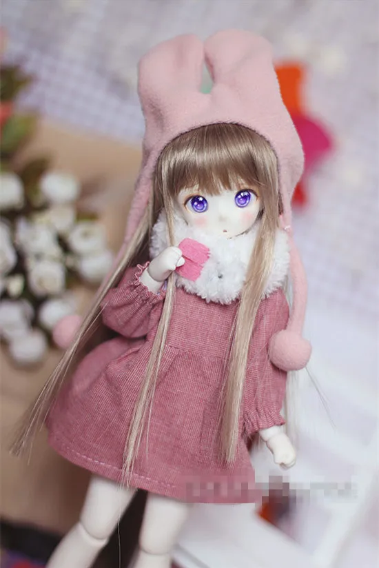 Милый розовый костюм с кроликом (4 шт.) для куклы BJD 1/6 YOSD 1/4 кукольная одежда CW16|doll