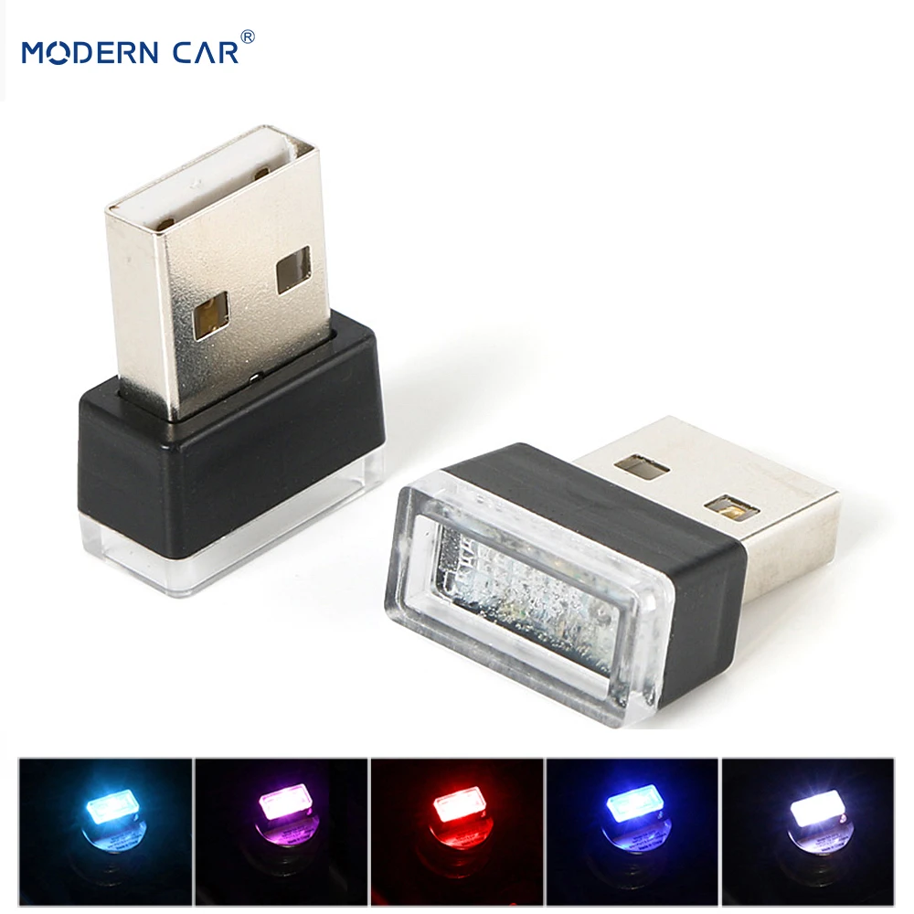 Современный автомобильный 1 шт. Автомобильный USB светодиодный атмосферный свет s