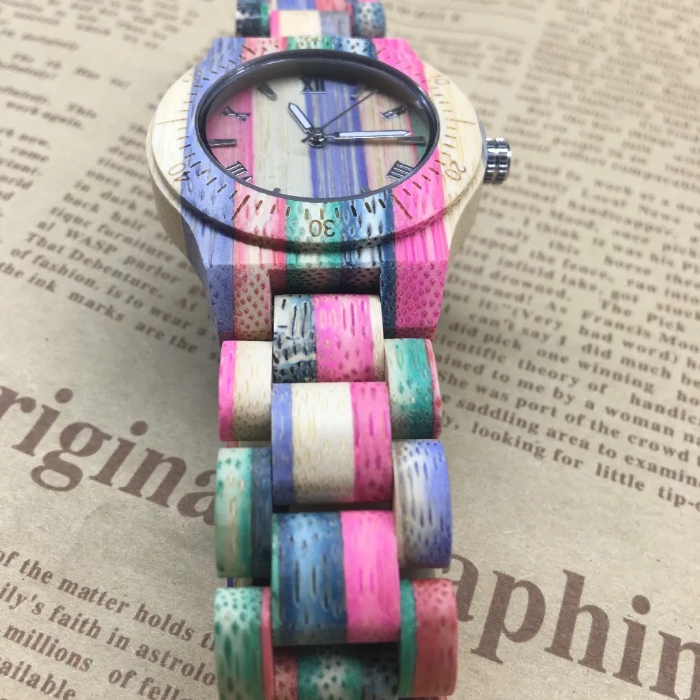 Цветные бамбуковые полностью деревянные часы для женщин лучшие подарки на день
