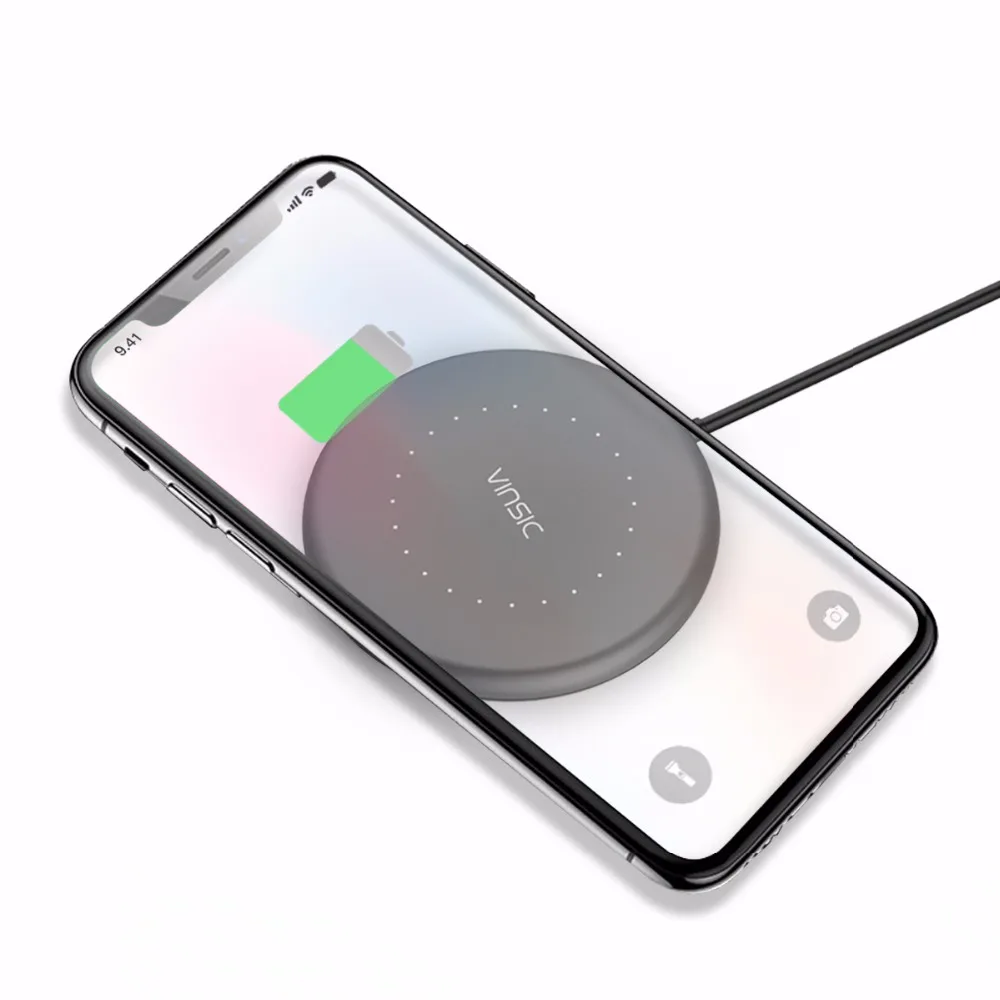 Vinsic мини Беспроводной Зарядное устройство QI зарядного устройства для iPhone X 8 плюс
