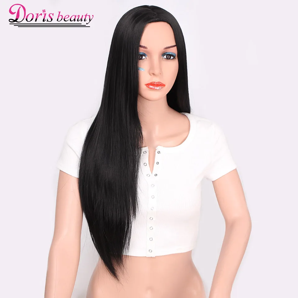 Doris beauty длинный черный парик Синтетический прямой Омбре парик Красный Розовый Зеленый блондин волосы для женщин Косплей Термостойкое волокно