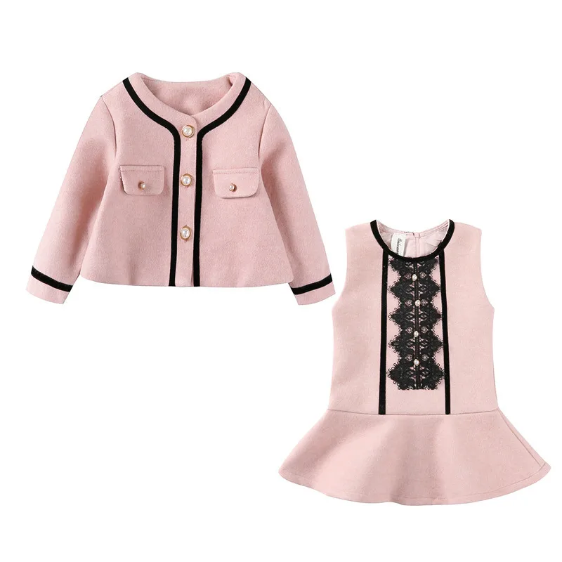 Комплект из 2 предметов для девочек куртка и платье Осень зима 2019 корейская мода