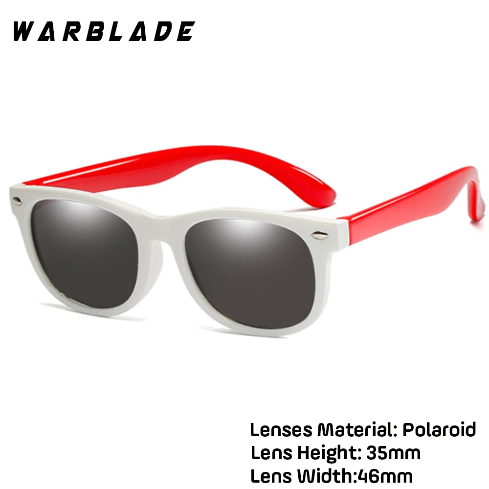 white red WarBLade Girls Sunglasses TR90 Silicone UV400 Child Baby Eyewear Kids Sun glasses Children Glasses Polarized Lenses Girls Boys - Цвет линз: white red