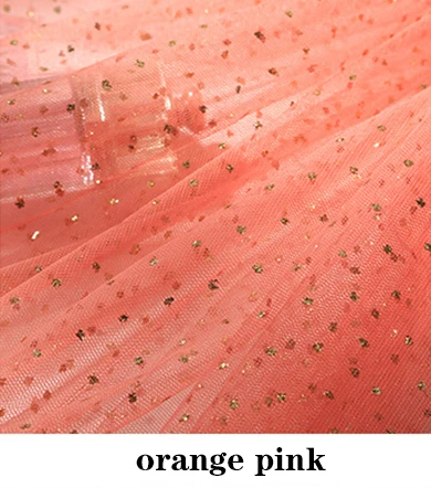 orange pink 1 м/2 м/5 м блестящая сетчатая ткань с блестками и звездами, тюль, марля для сада, вечерние, сценические, свадебные Блестки из органзы, украшение своими руками - Цвет: orange pink
