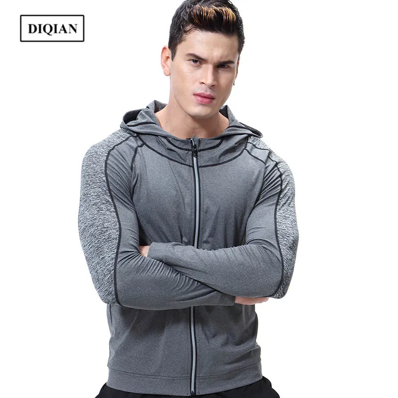 DIQIAN осень-зима Спорт Тренажерный зал с капюшоном куртка для бега Для мужчин