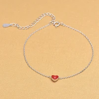silver color jewelry women bracelets beautiful red enamel charm bracelets summer jewelry gifts