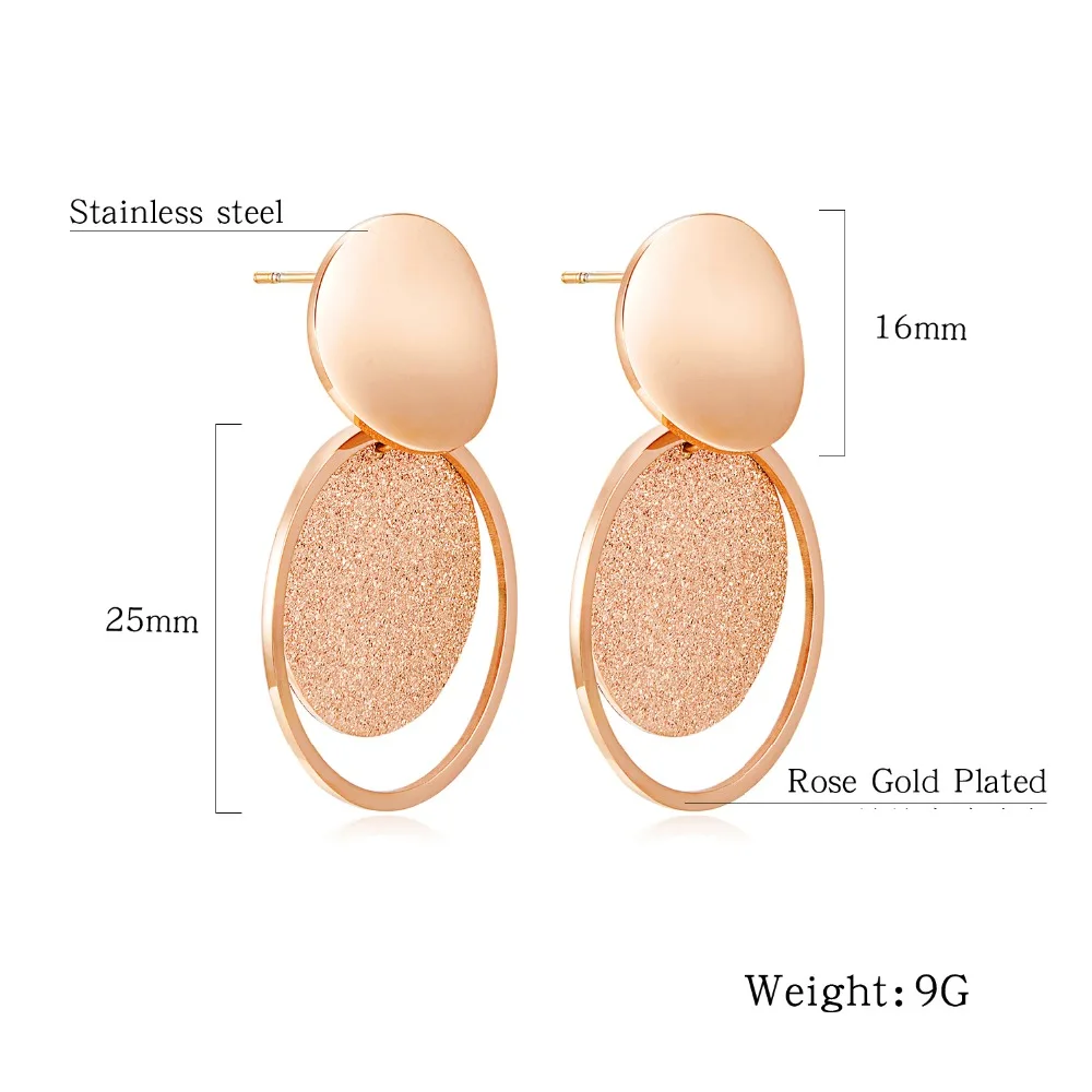 Женские серьги подвески из нержавеющей стали под розовое золото|Серьги-подвески|