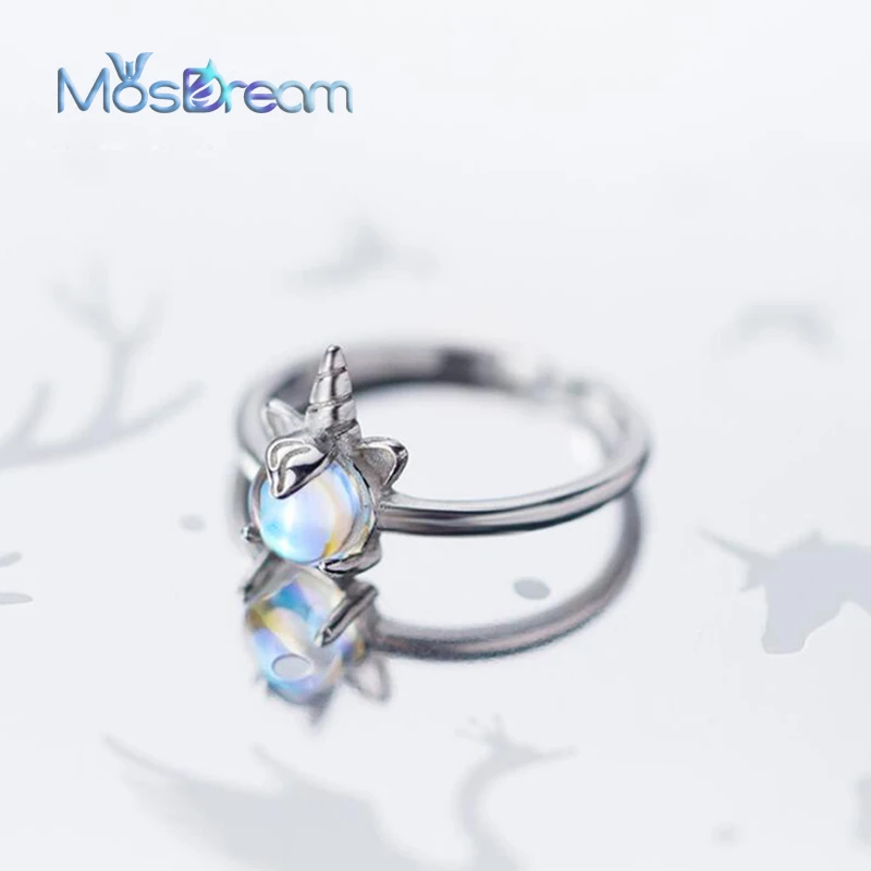 MosDream Единорог s925 Серебряное кольцо на палец прекрасный синий светильник драгоценный камень женские кольца элегантные уникальные ювелирные изделия для женщин подарок