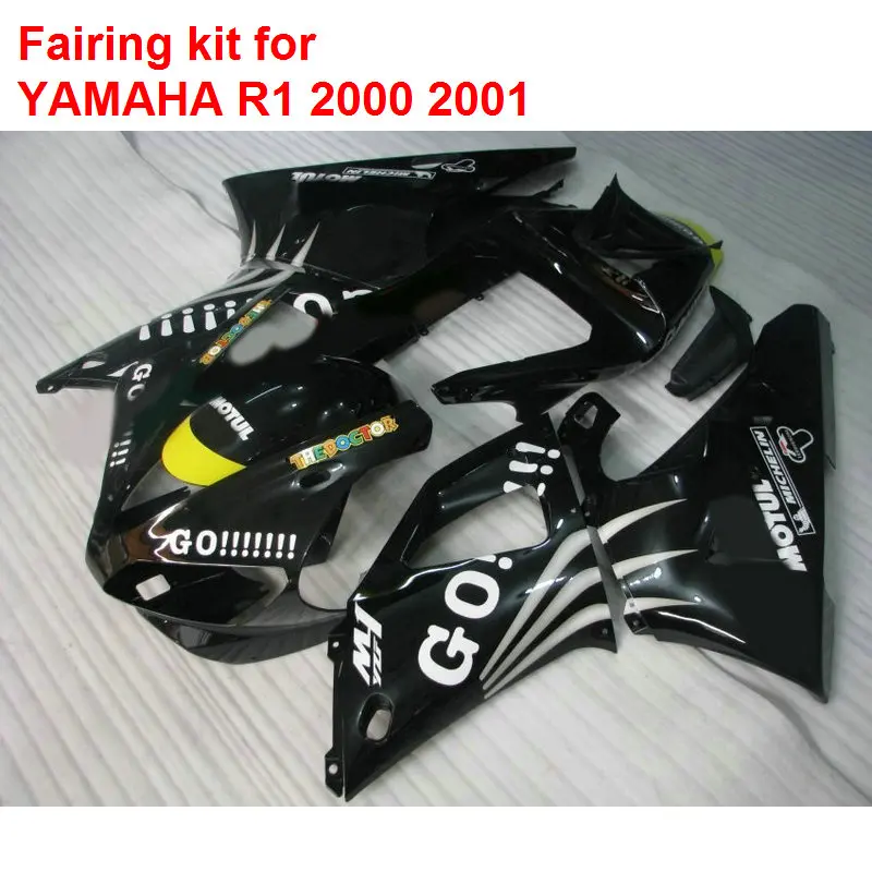 Высокое качество ABS Обтекатели для YAMAHA ЧЕРНЫЙ R1 2000 2001 материалы инжекционного