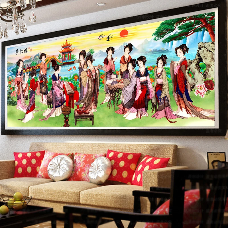 QIANZEHUI Сделай Сам 5D мечта в красных особняках вышивка круглые алмазные полные