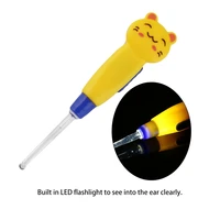 cartoon animal decoration plastic earpick portable led flashlight ear wax remove earpick cleaner health care tool