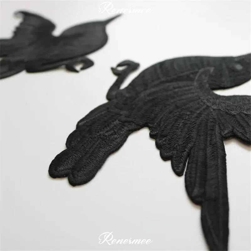 1 пара аппликация в виде черной птицы нашивка для одежды вышивка наклейка из