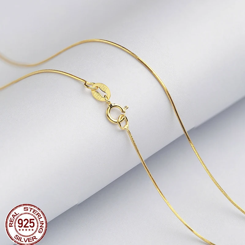 

Wholesale 100% 925 Sterling Silver Plated 18k Gold 1mm Snake Chain Necklace 50CM 55CM 60CM,Silver 925 Fine Women Men Jewelry